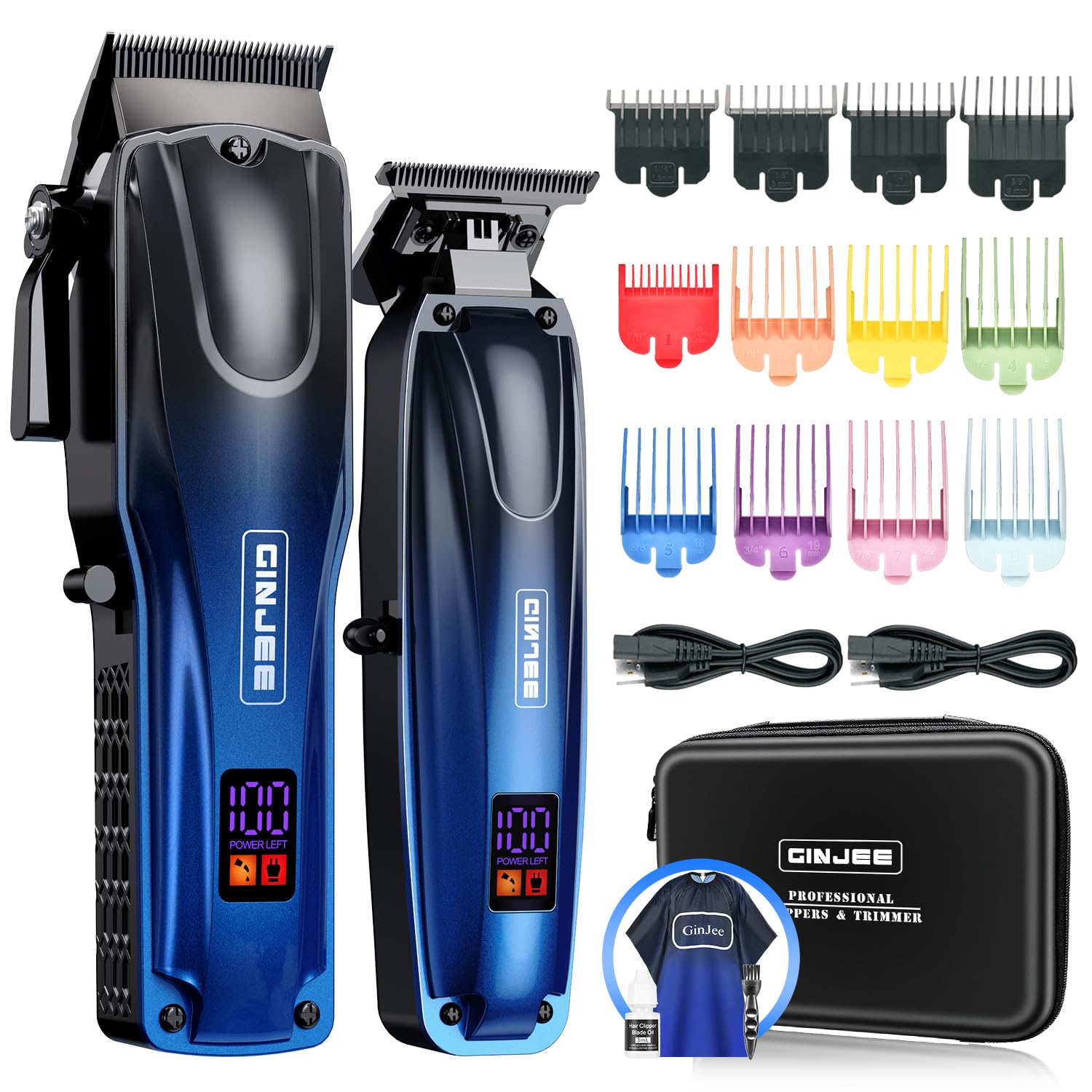 GinJee professional hair clipper cordless design for precise fades at home.