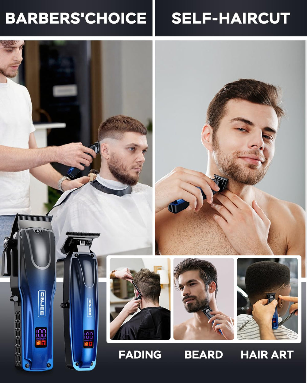 GinJee ergonomic cross-etched handle improves grip during long grooming sessions.