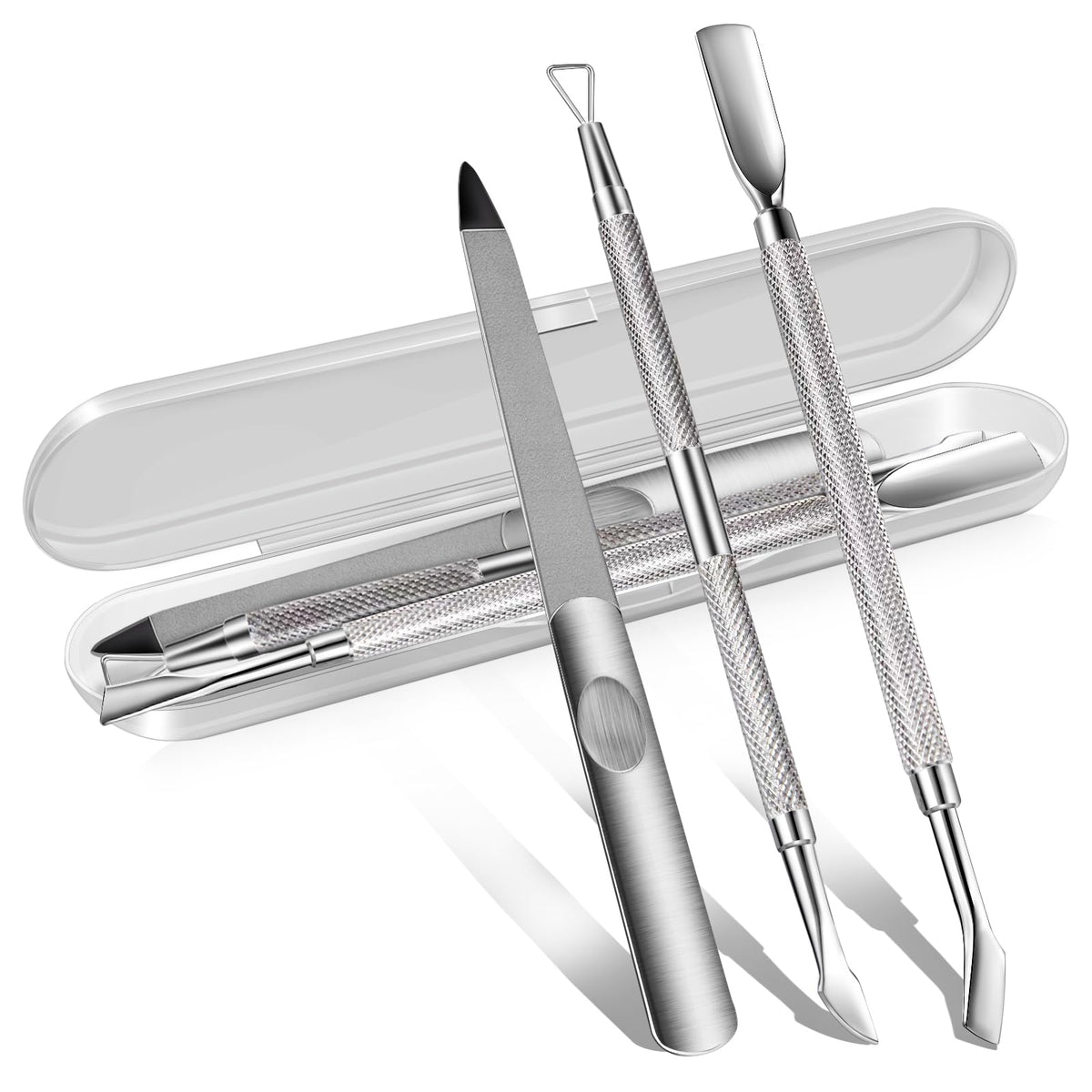 Gionfe cuticle-pusher triangle tool for precise cuticle removal and polish prep.