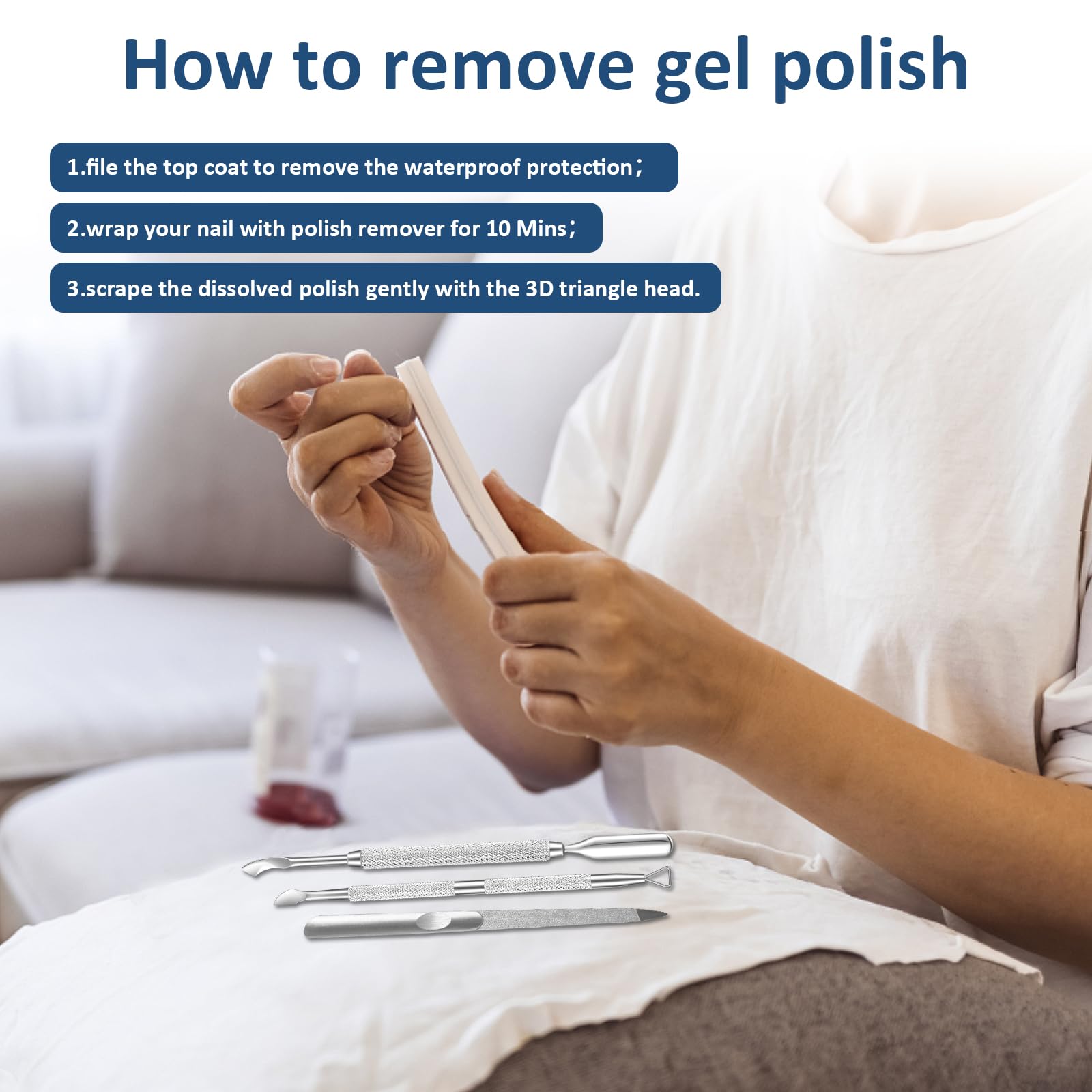 Gionfe stainless steel cuticle tool offers durable longevity for at-home or salon use.
