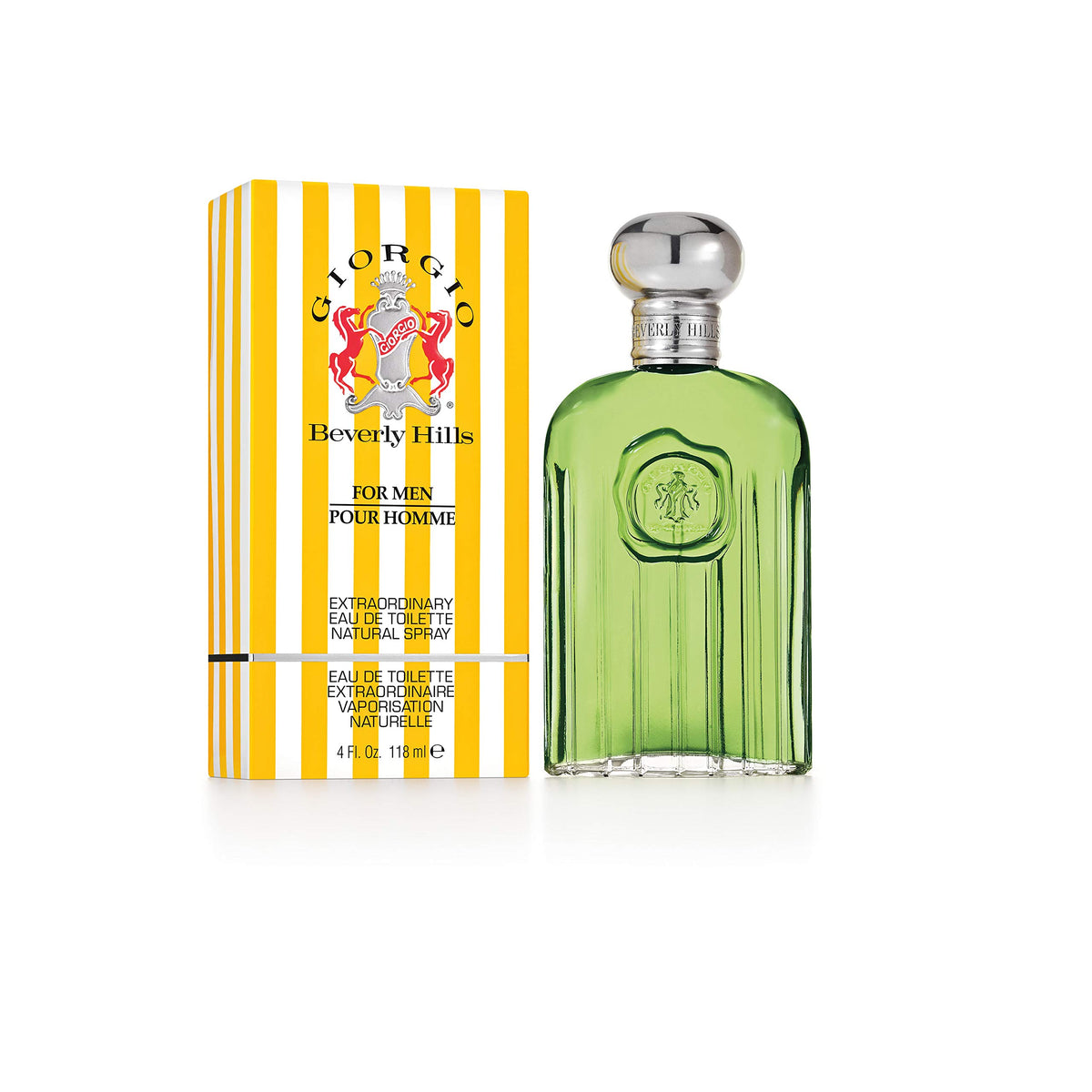 Giorgio Beverly Hills bottle close-up for men, versatile everyday fragrance option.