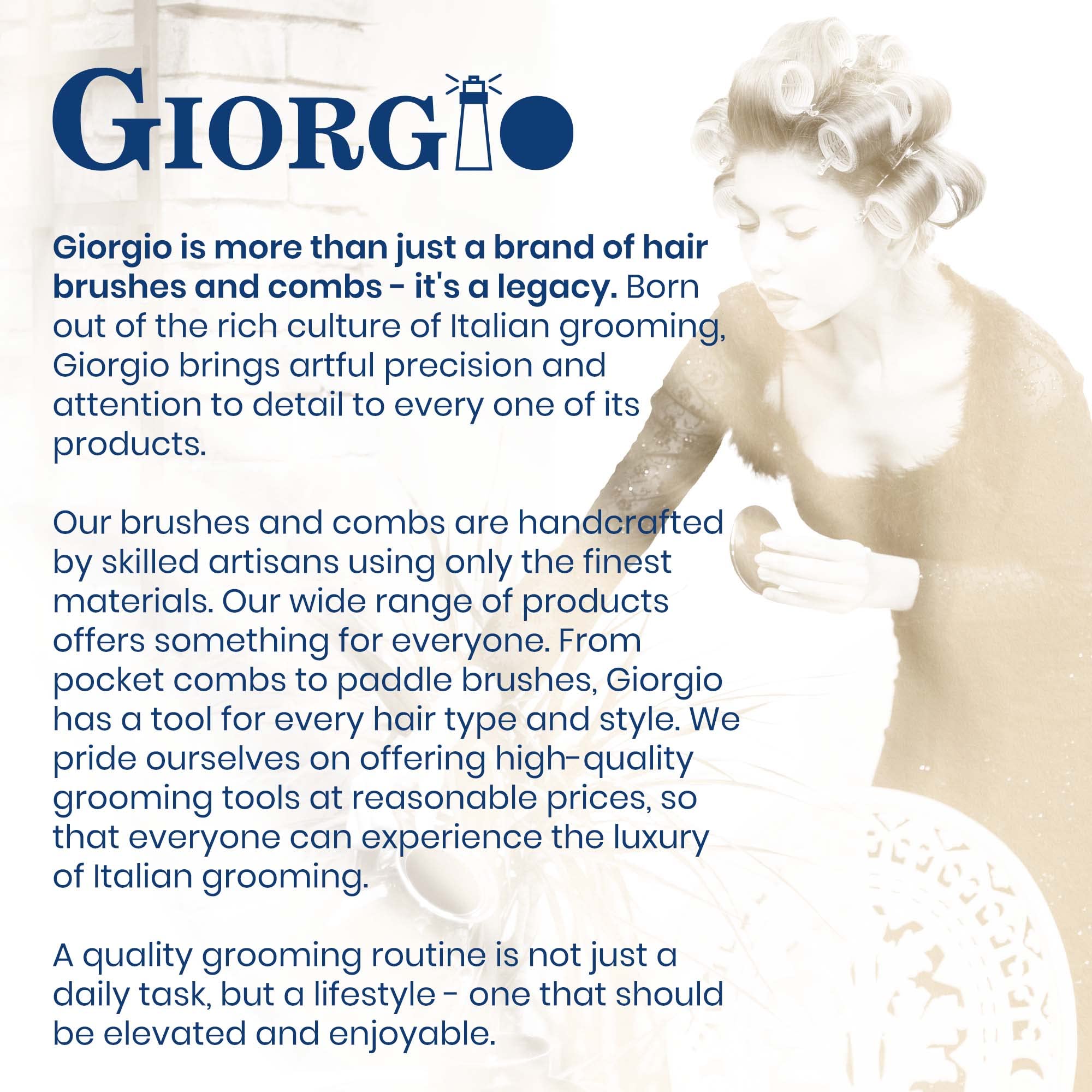 Giorgio G49 smooth-edge teeth protect hair during styling.