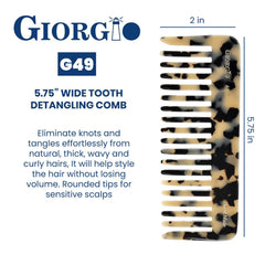 Giorgio G49 wide-tooth detangler in hand demonstrates effortless detangling for thick curls.