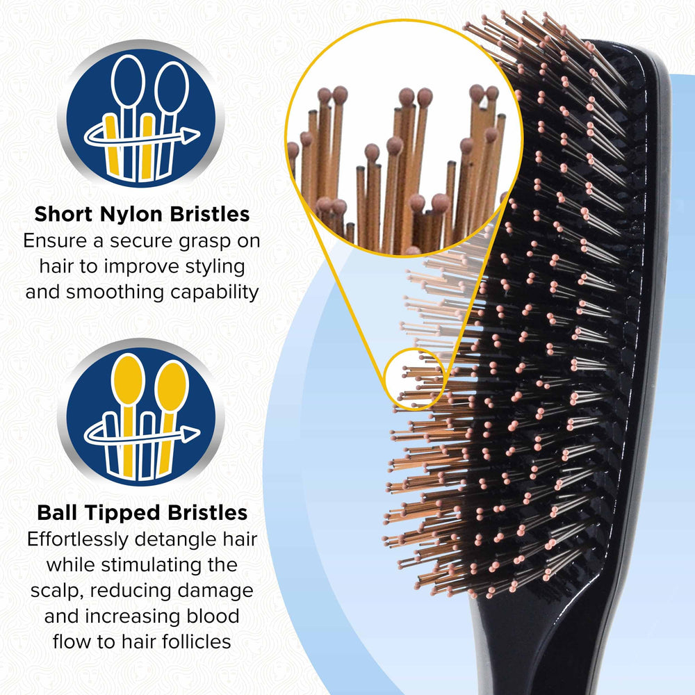 Giorgio Gio1blk bristles closeup with ball-tipped tips for scalp comfort