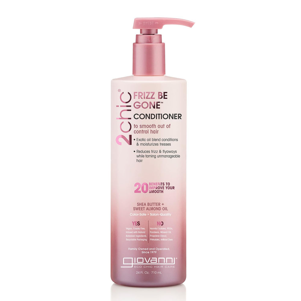 Giovanni 2chic Frizz Be Gone conditioner bottle delivers frizz control and hydration.