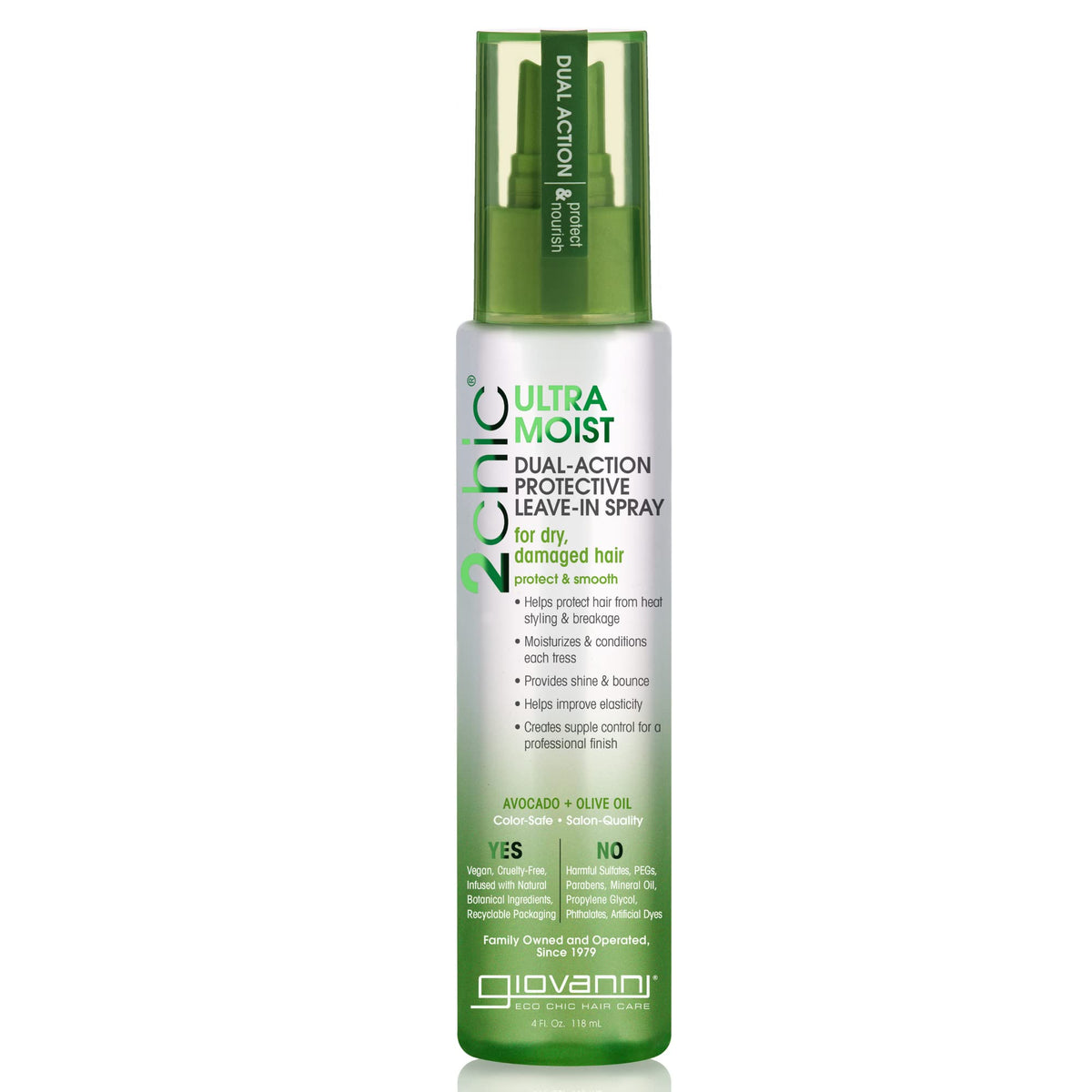 Giovanni 2chic Ultra-Moist Leave-In Spray bottle for heat protection during styling