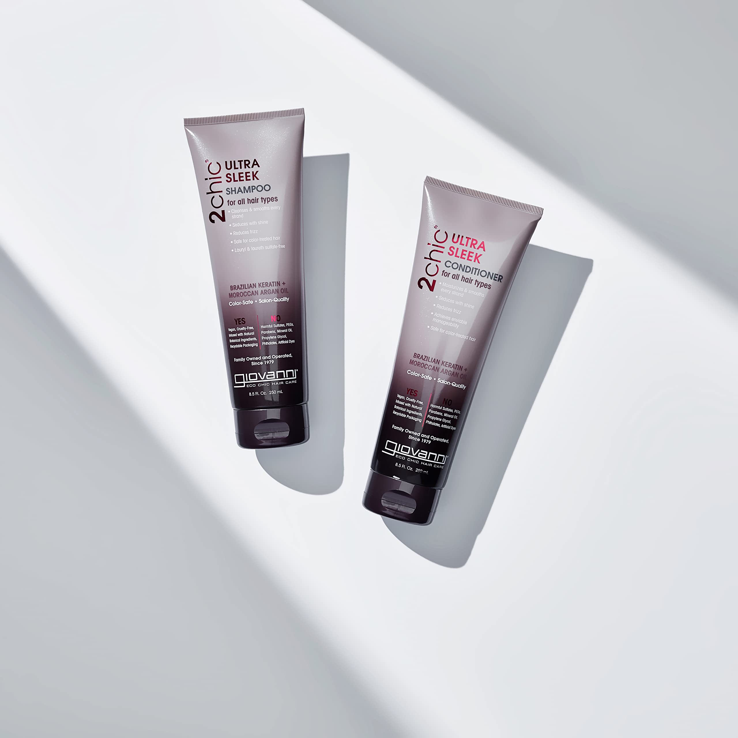 GIOVANNI 2chic Ultra-Sleek Shampoo argan oil on packaging signals premium ingredients