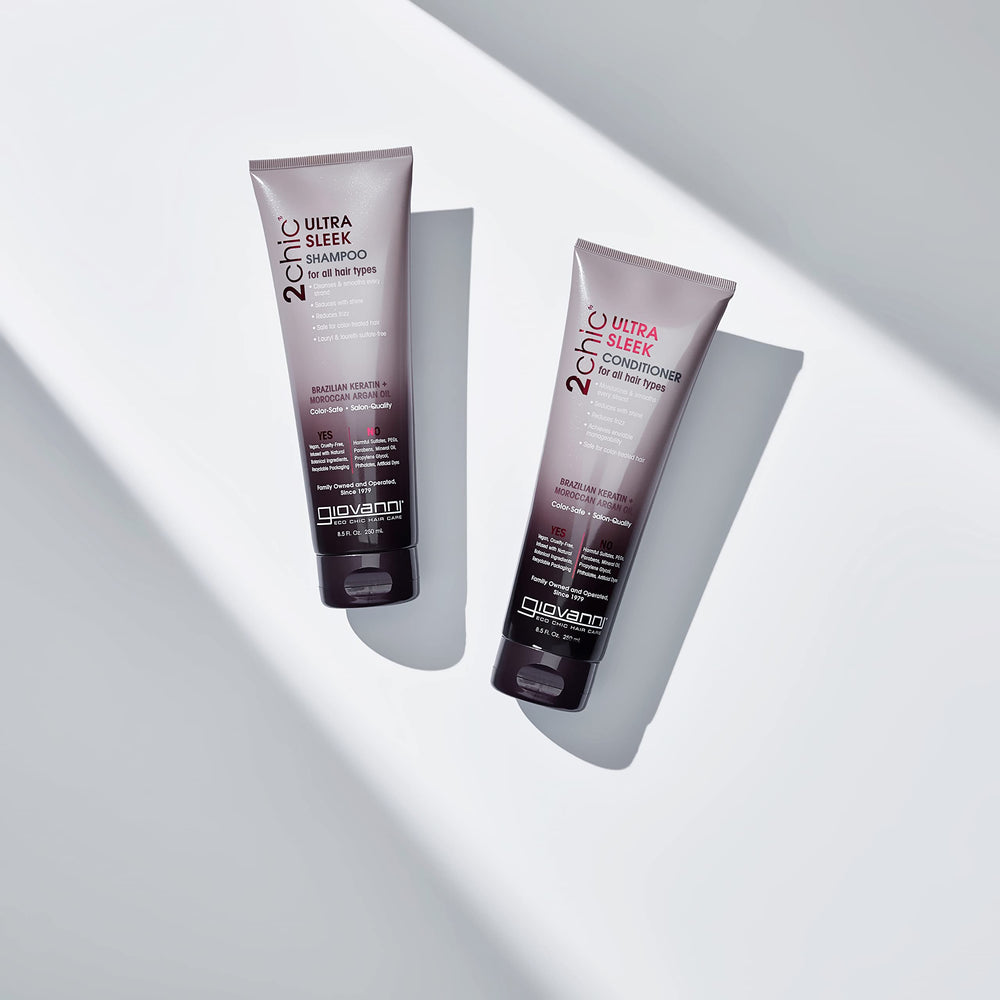 GIOVANNI 2chic Ultra-Sleek Shampoo argan oil on packaging signals premium ingredients
