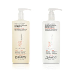 GIOVANNI 50:50 balanced shampoo bottle highlights a hydrating formula for daily use