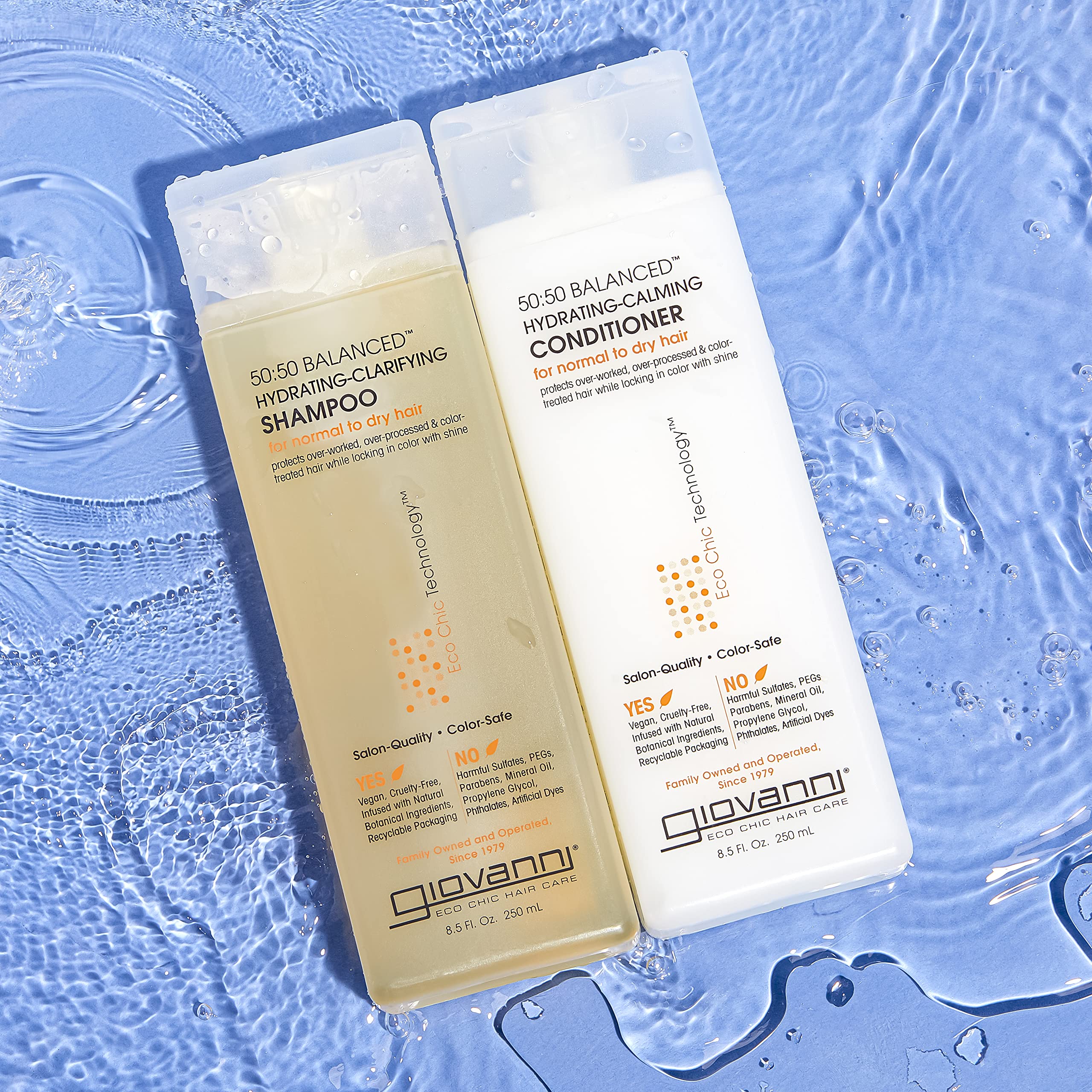 GIOVANNI 50:50 balanced vegan cruelty-free label communicates ethical, plant-based care
