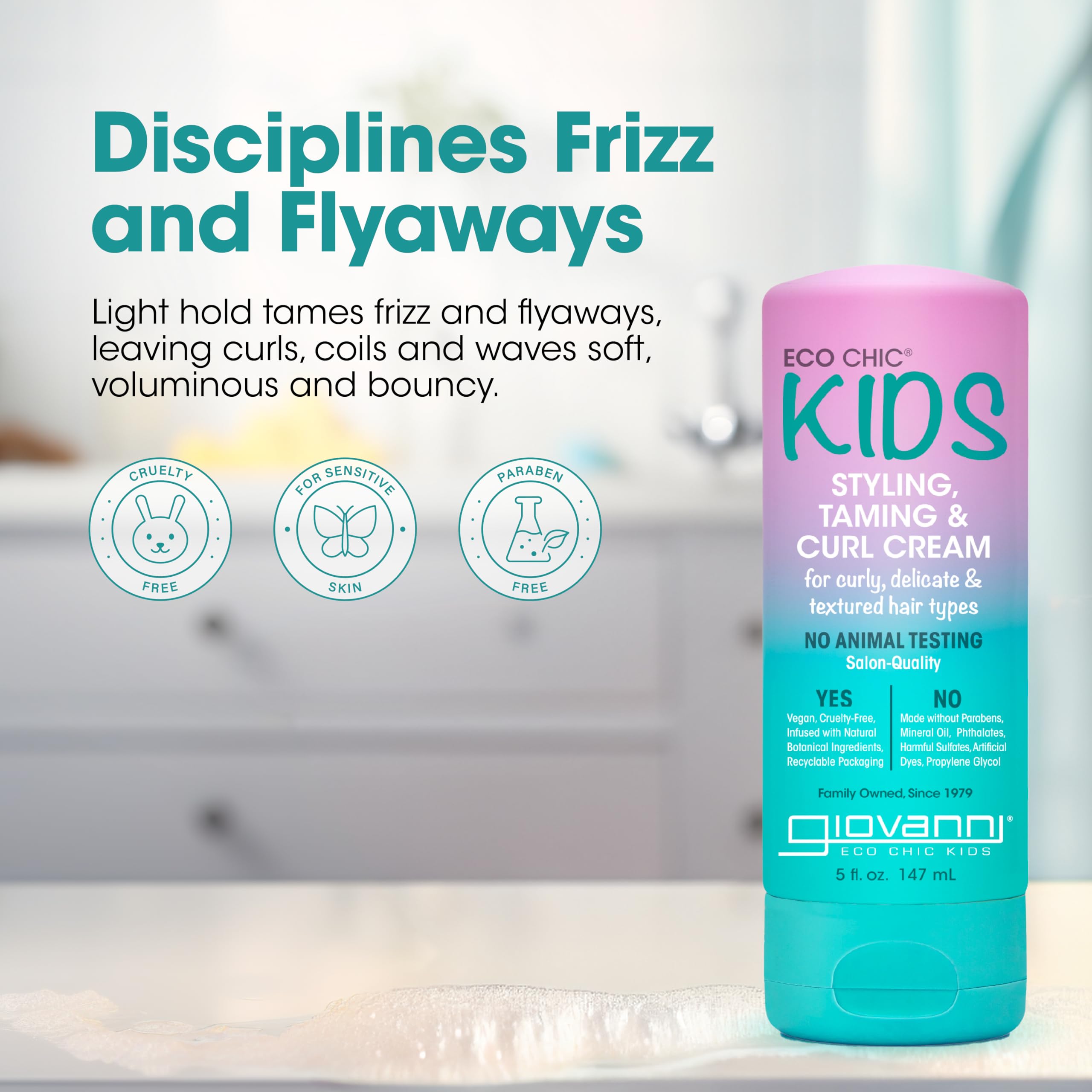 GIOVANNI Eco Chic Kids Curl Cream on damp hair delivering a polished finish