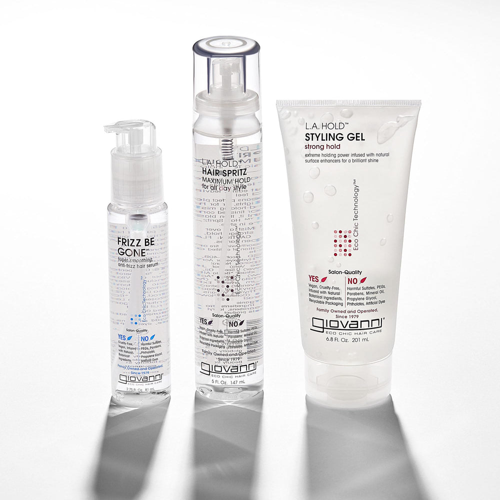 GIOVANNI L.A. Hold Hair Spritz vegan-friendly and Leaping Bunny certified for cruelty-free styling