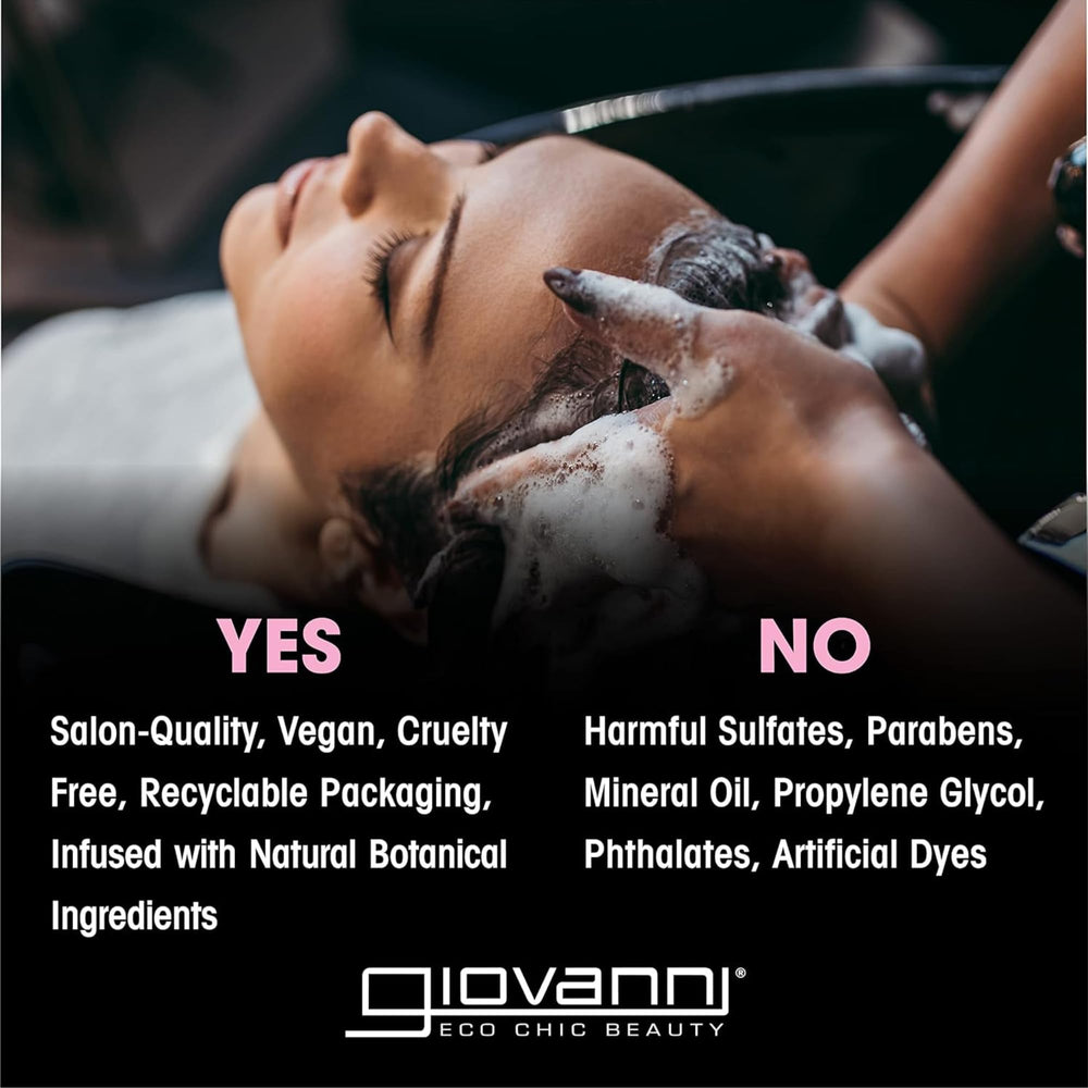 Giovanni smoothing castor oil conditioner rinse suggests clean, hydrated scalp