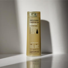 GIOVANNI Smoothing Castor Oil Shampoo pour demonstrates even distribution for nourishing scalp