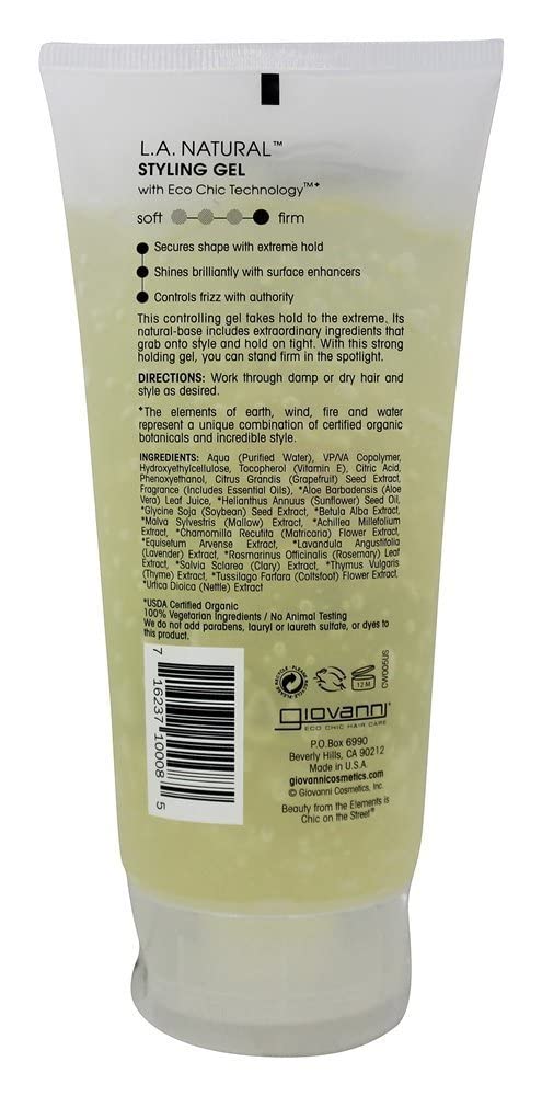 Giovanni Styling Gel LA Natural swatch on hair for flexible hold