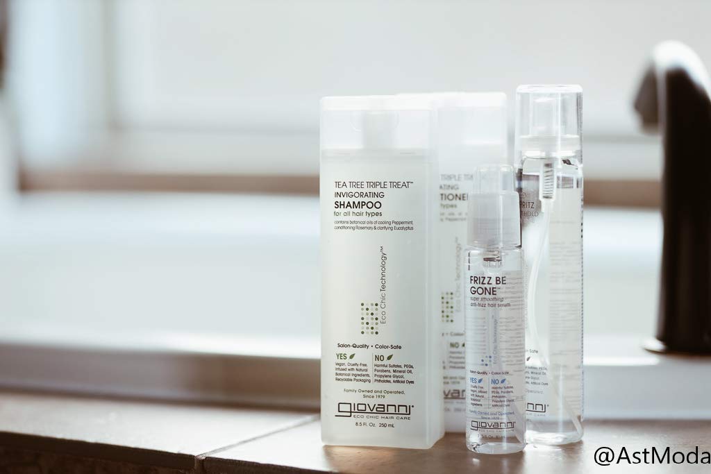 GIOVANNI Tea Tree Triple Treat conditioner scalp-refresh scene by sink