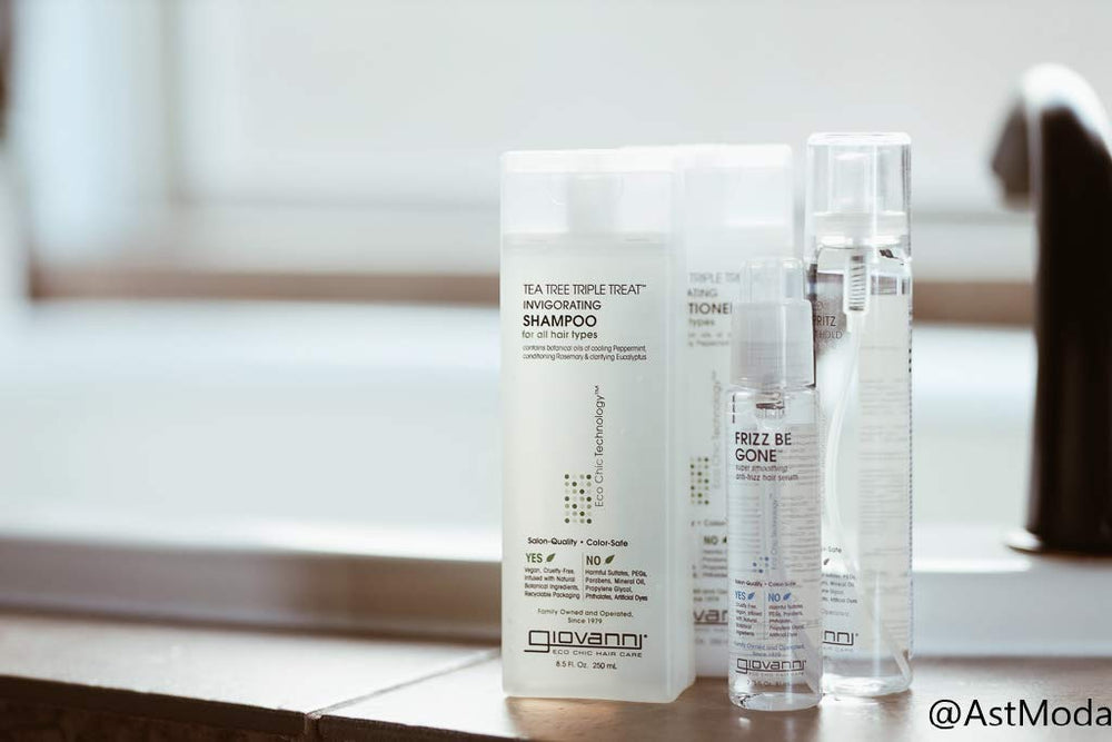 GIOVANNI Tea Tree Triple Treat conditioner scalp-refresh scene by sink