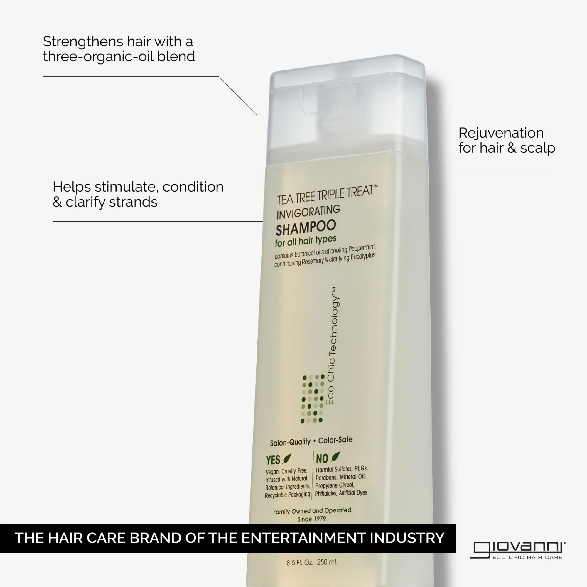 GIOVANNI Tea Tree Triple Treat cooling splash shows peppermint chill for energized cleansing.