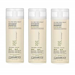 GIOVANNI Tea Tree Triple Treat shampoo bottle with peppermint cooling for scalp refresh.