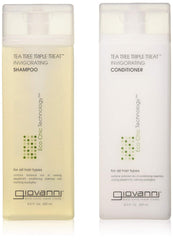 Giovanni Tea Tree Triple Treat Shampoo bottle for refreshing scalp care.