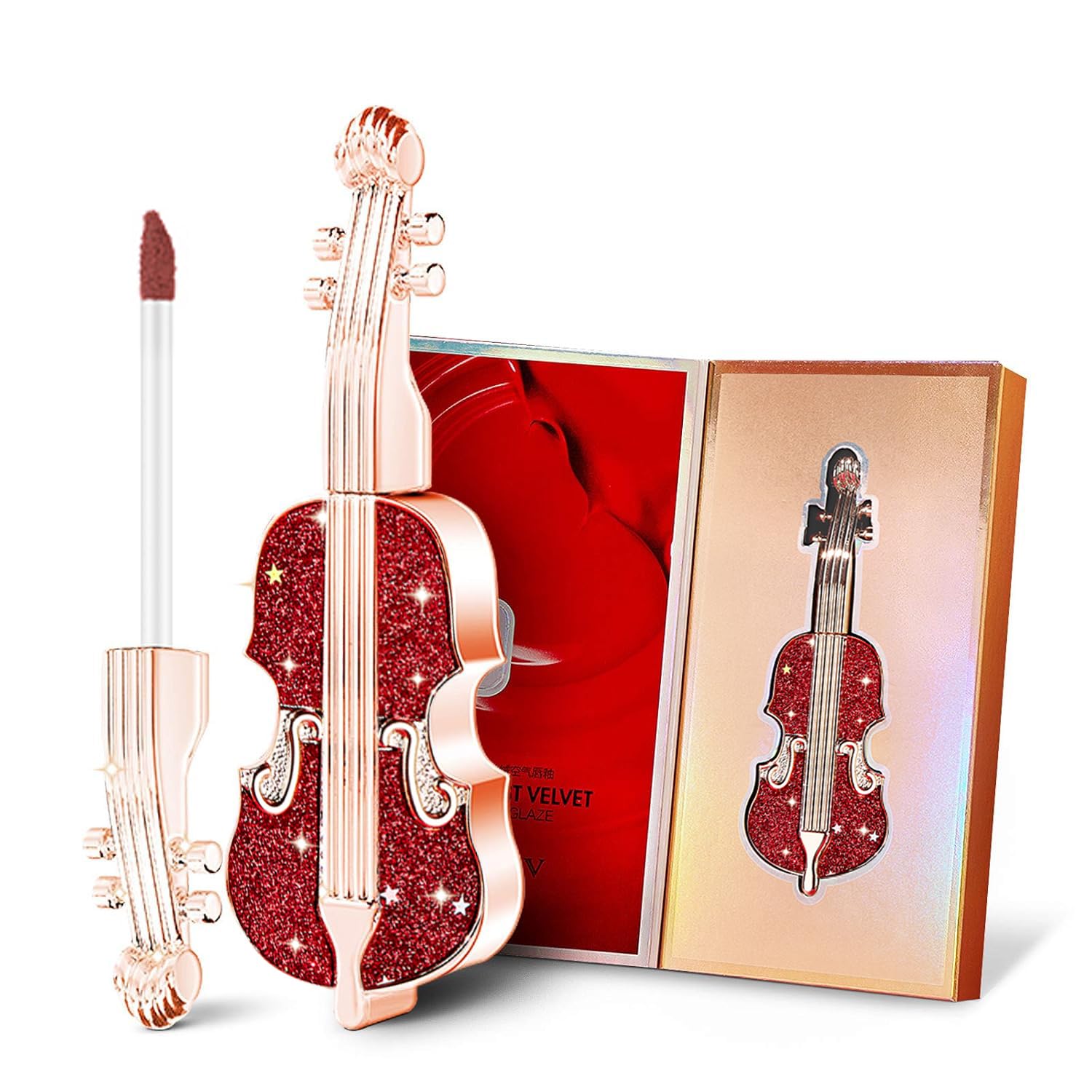 Gireatick violin-design lipstick, a stylish art piece and makeup accessory.