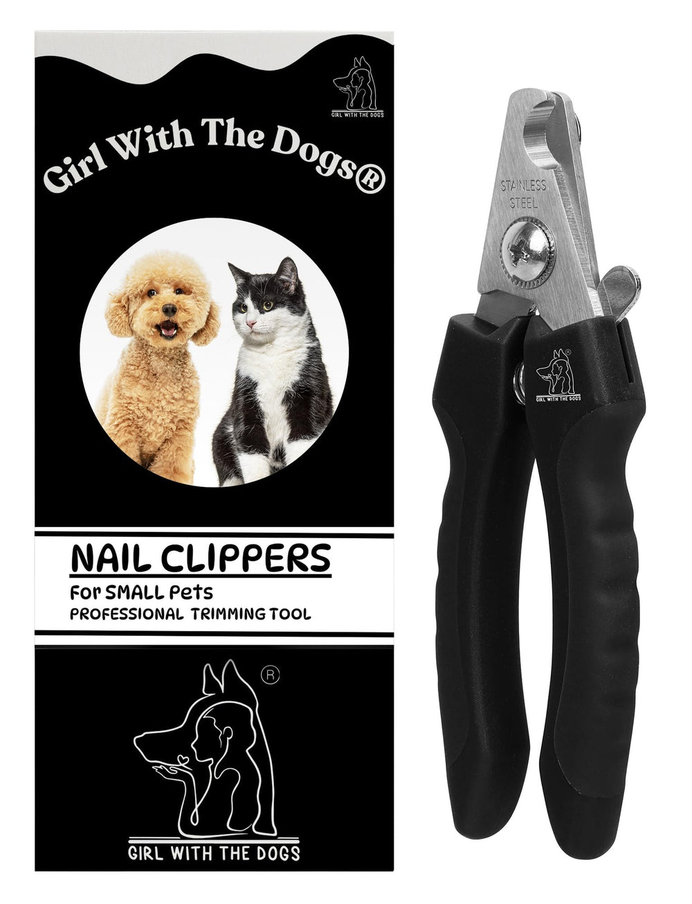 Girl With The Dogs pet nail clippers in durable stainless steel for long-lasting trims