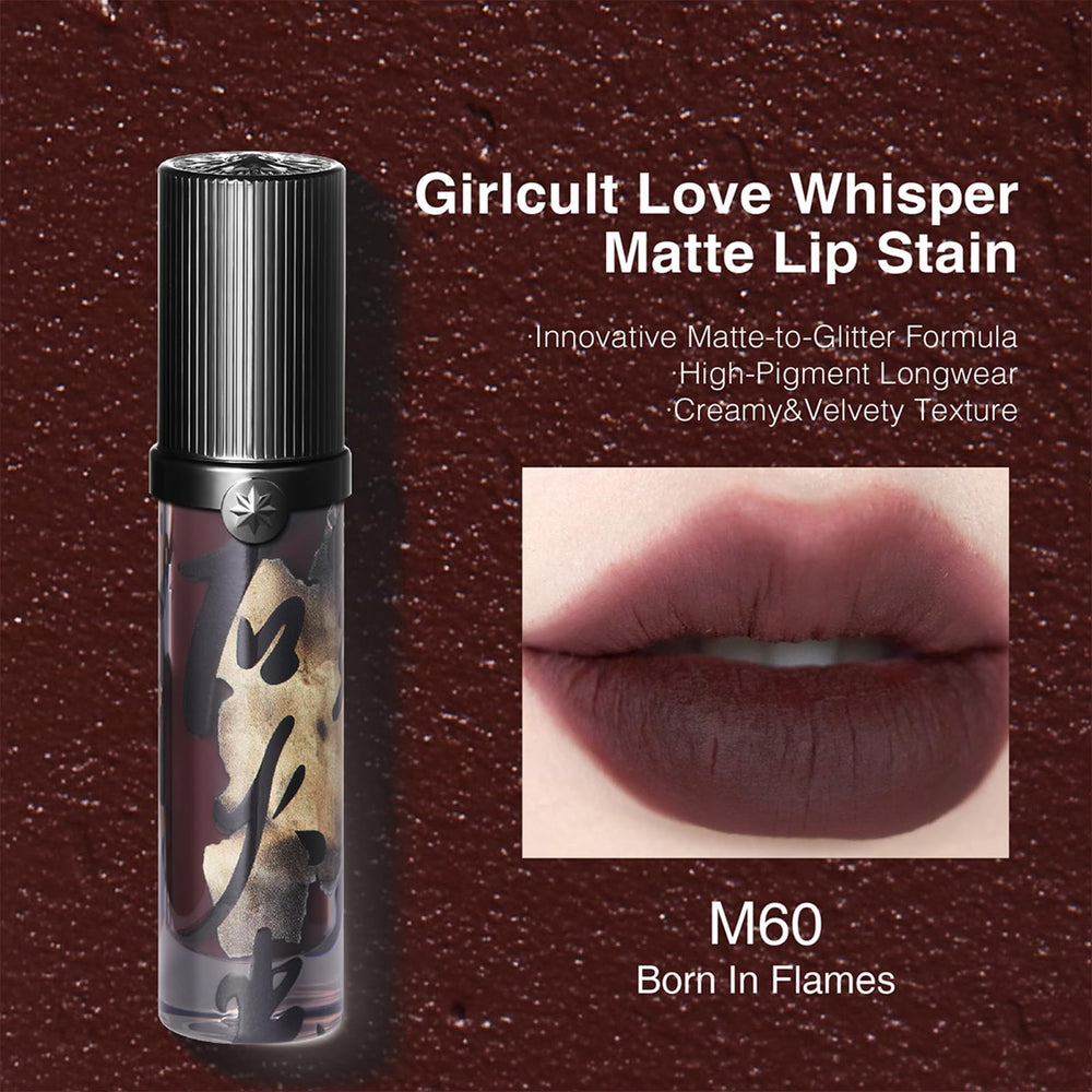 GIRLCULT Matte Lip Stain swatches on arm reveal layered sparkle depth