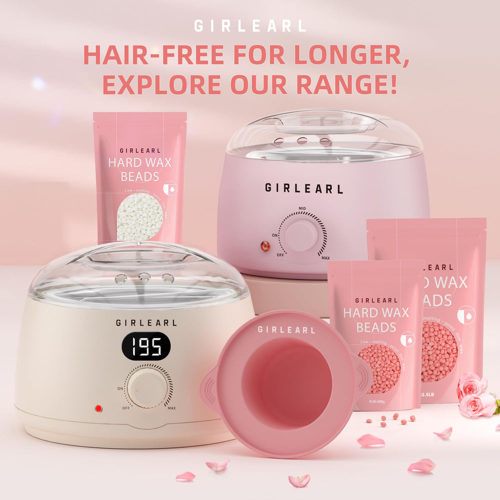 GIRLEARLE enduring smoothness with coarse-hair removal beads for longer softness.