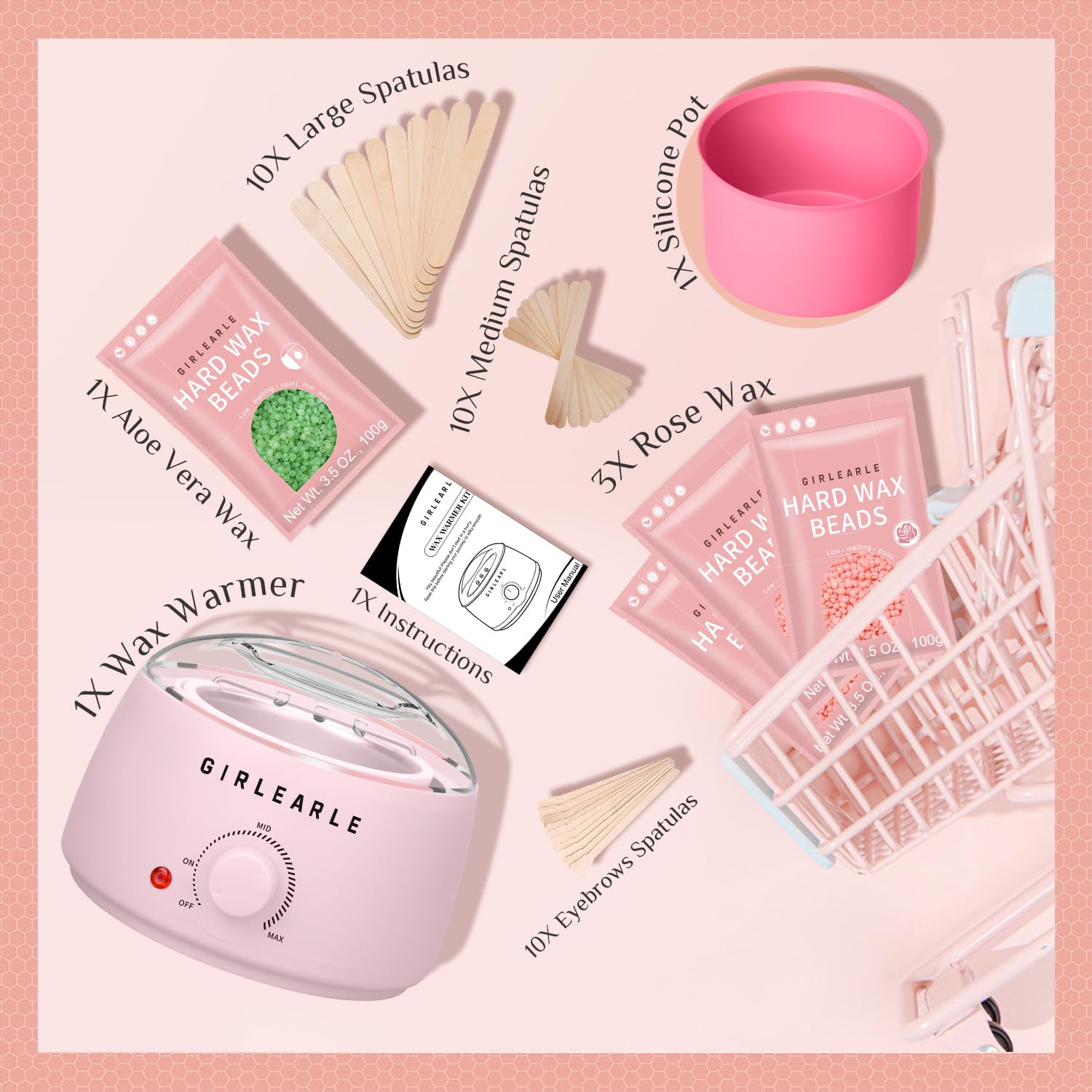GIRLEARLE full-body waxing setup suitable for arms, legs, and bikini.
