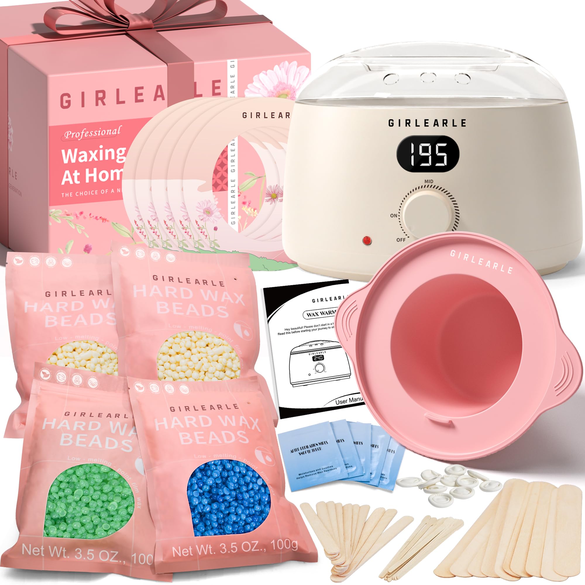 GIRLEARLE Premium Digital Wax Heater with LED display for precise temp control and at-home waxing.