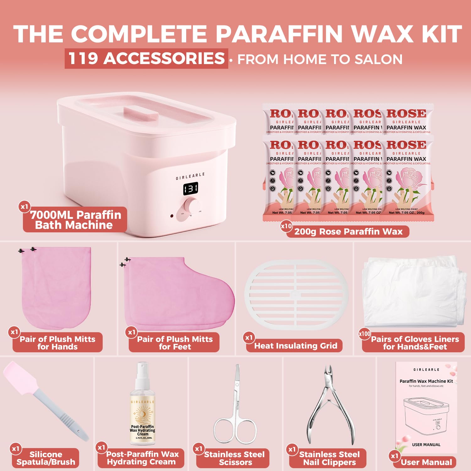 GIRLEARLE rose-infused wax 4.4lb refill supports deep hydration.