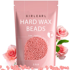GIRLEARLE rose oil-infused hard wax beads for spa-like hair removal on sensitive skin.