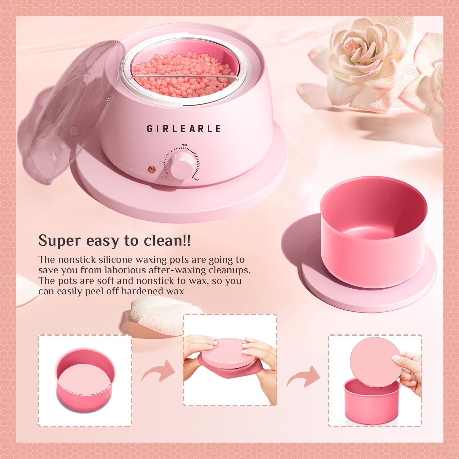 GIRLEARLE complete waxing kit set with tools and accessories.