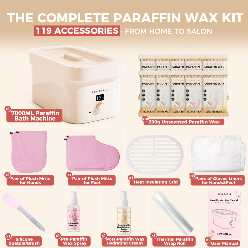 GIRLEARLE wax machine tank highlights generous capacity for longer treatments.