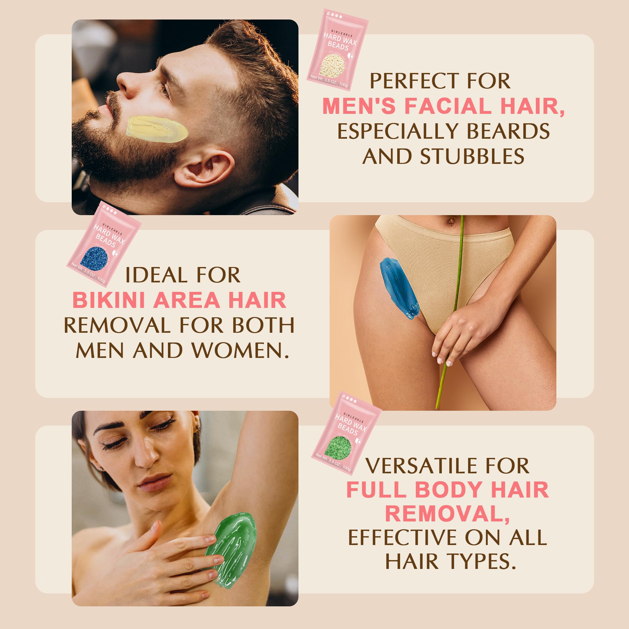 GIRLEARLE Wooden Applicators Set with three sizes for precise waxing.
