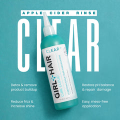 GIRL+HAIR pour of rinse showing liquid texture and gentle clarifying action