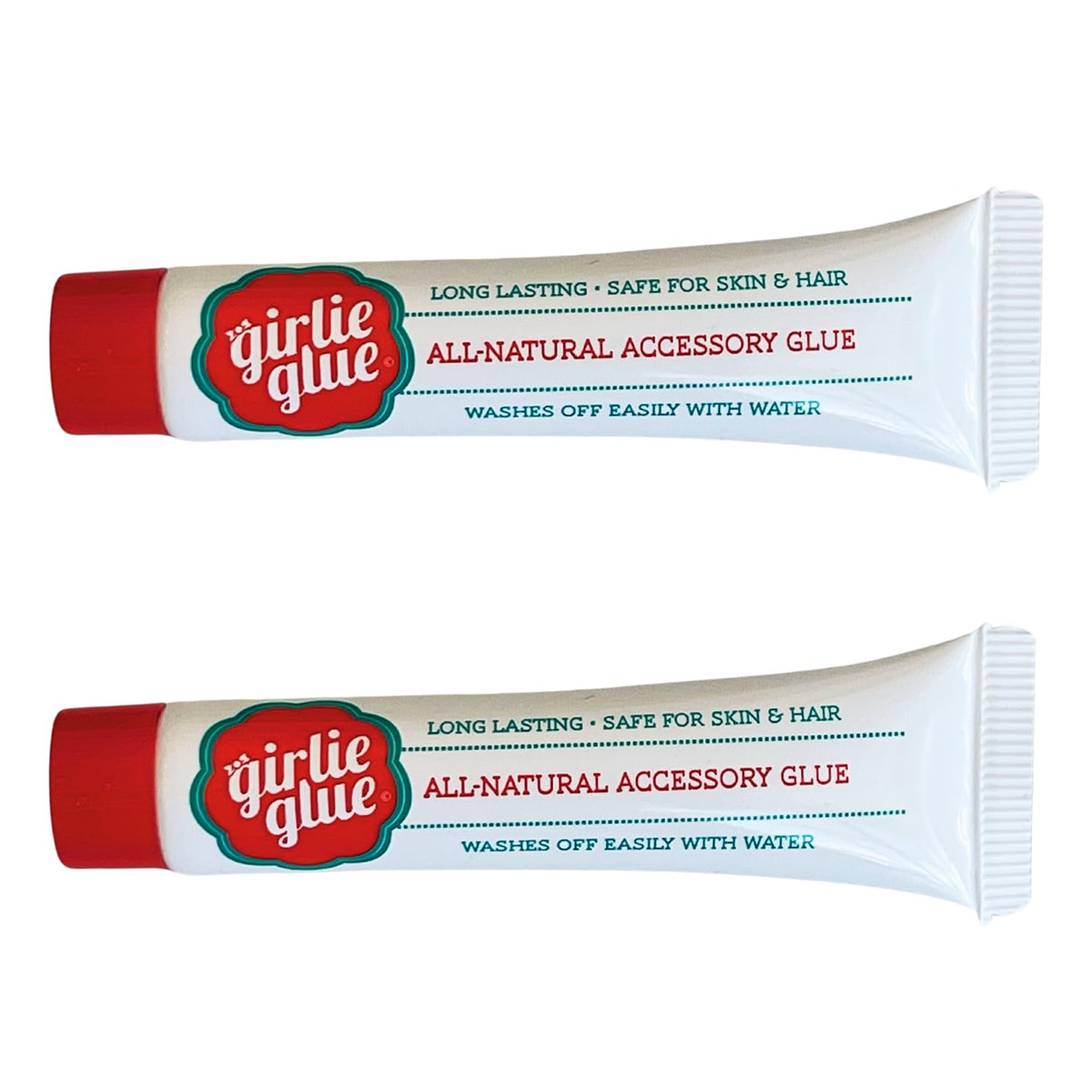 Girlie Glue bottle close-up for easy, temporary adornments on hair