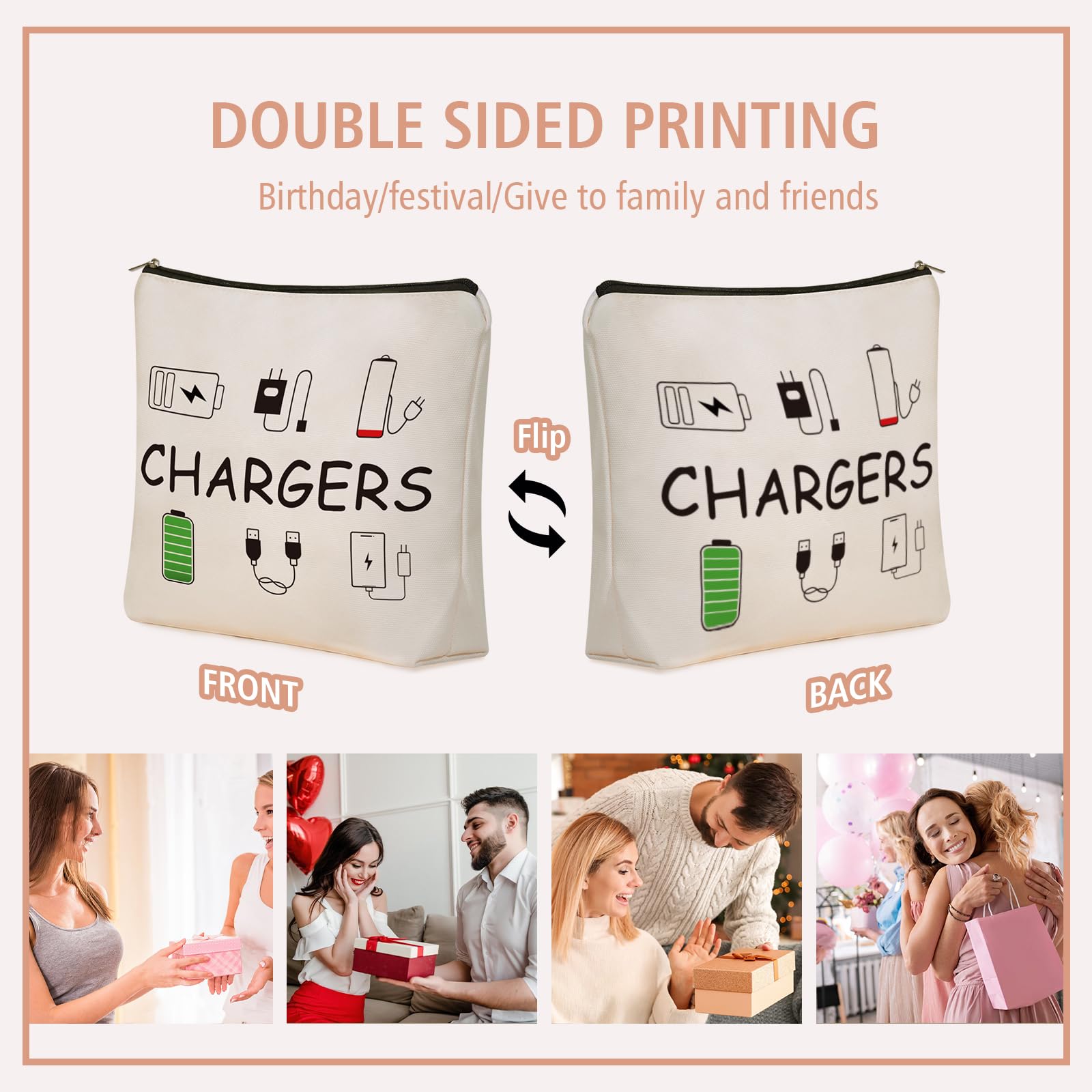 Girlly Charger Makeup Bag in a travel scene tucked in a backpack or luggage.