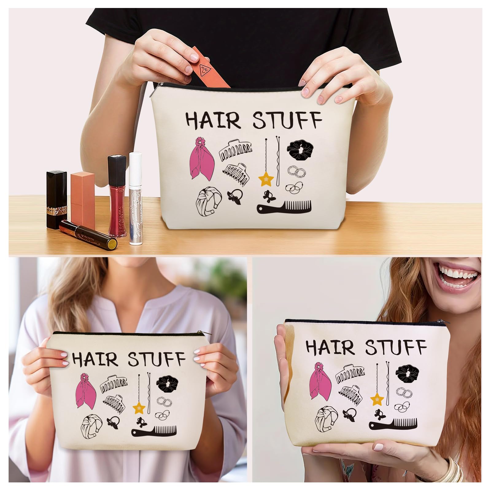 Girlly Hair Stuff makeup bag with color graphics adds colorful style for everyday use