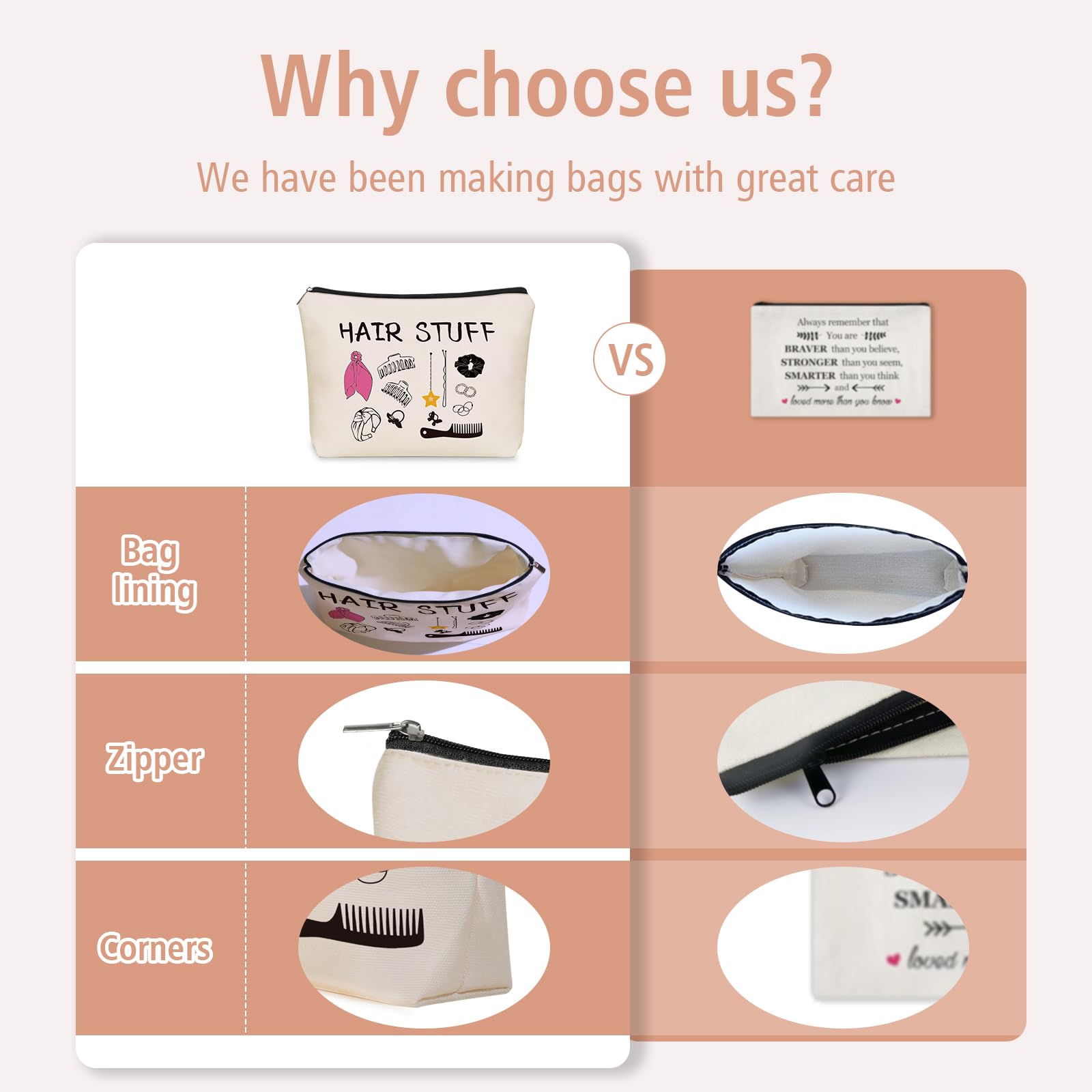 Girlly Hair Stuff makeup bag interior compartments keep cosmetics organized on the go