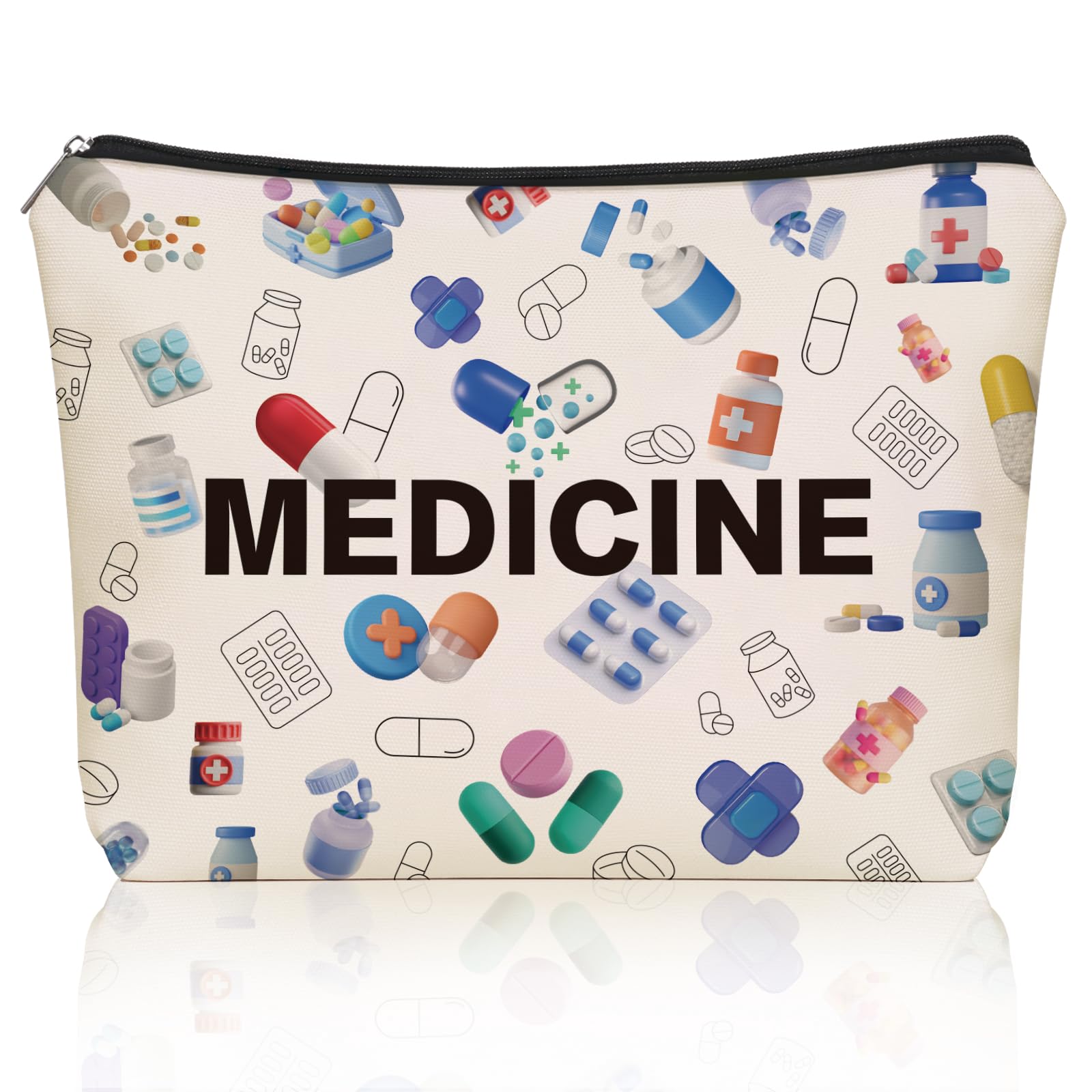 Girlly Medicine Makeup Bag front graphic colorful medical art, ideal for gifting and travel.