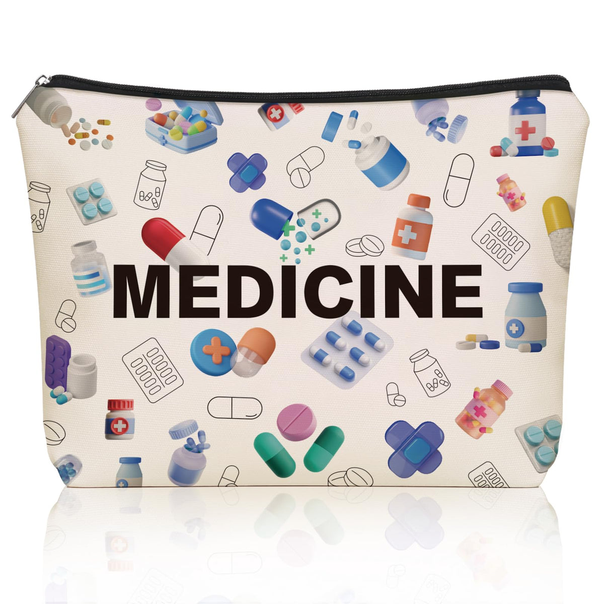 Girlly Medicine Makeup Bag front graphic colorful medical art, ideal for gifting and travel.