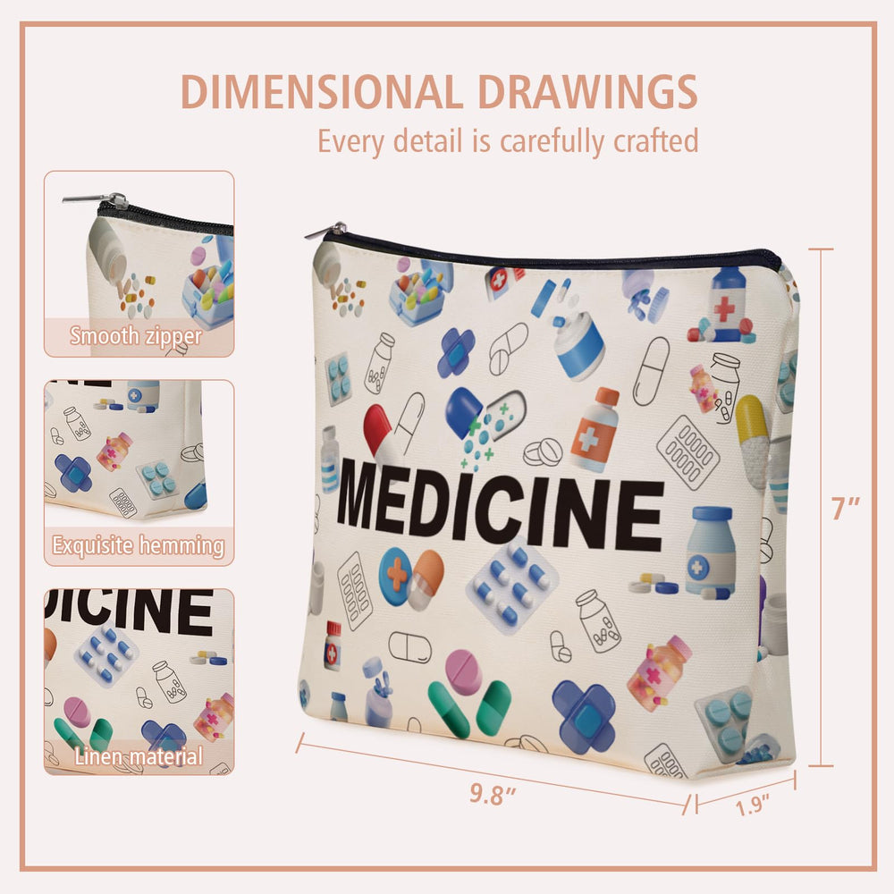 Girlly Medicine Makeup Bag linen-lined interior for easy cleaning and organization.