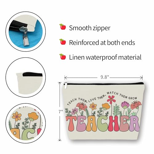 Girlly makeup bag floral interior lining view emphasizes linen interior