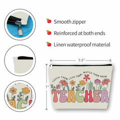 Girlly makeup bag floral interior lining view emphasizes linen interior