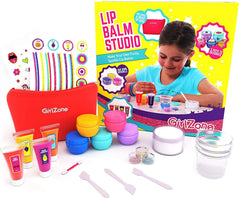 GirlZone lip balm making kit open box shows a complete creative set for fruity lip balms.