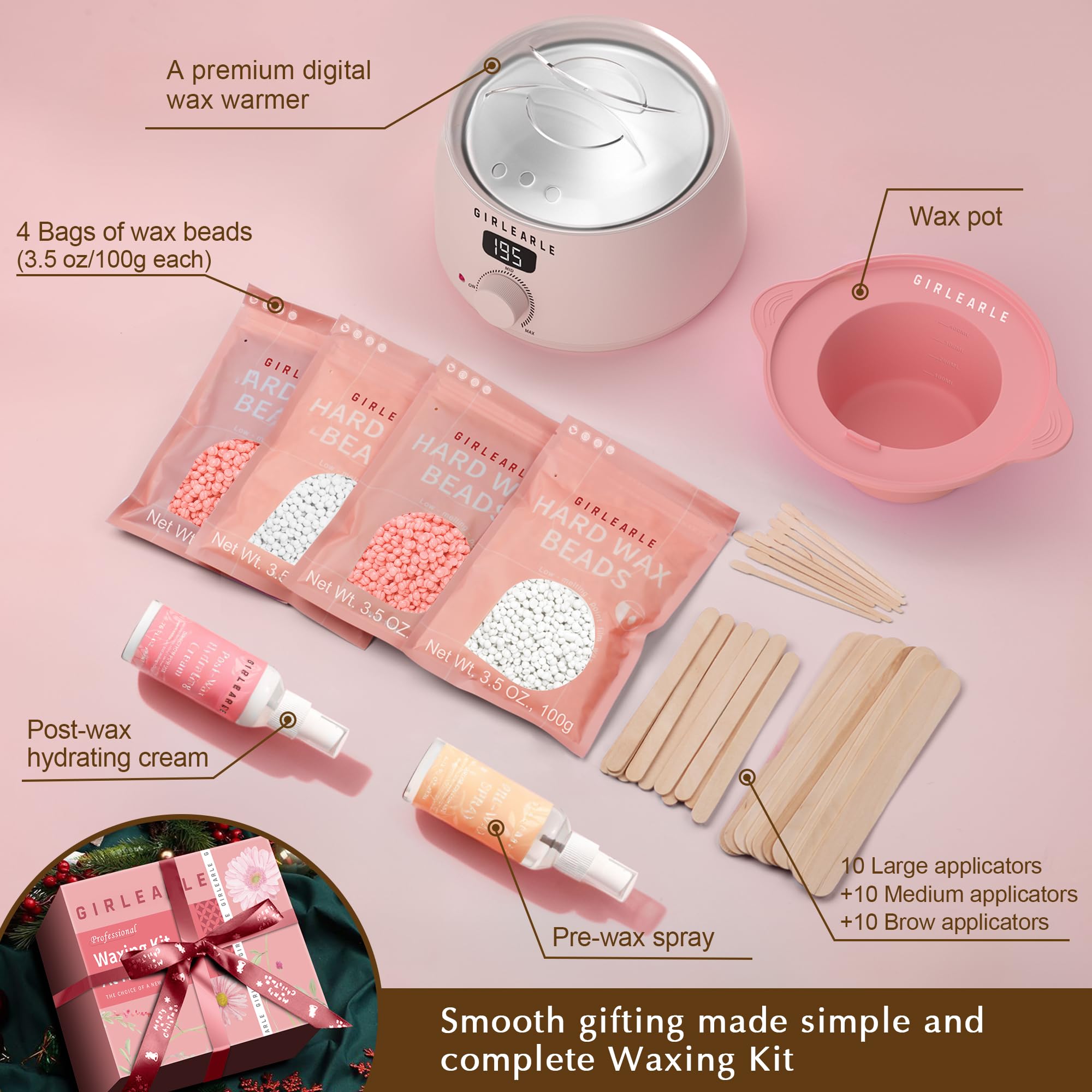 GIRLEARLE wooden applicators set of 30 for hygienic, precise application