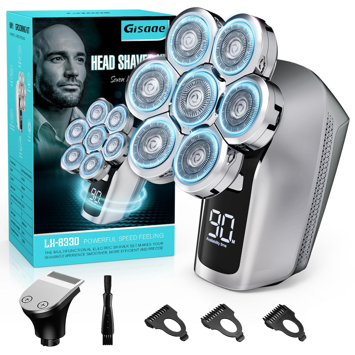Gisaae head shaver with 7D heads for contour shaving and efficient grooming.