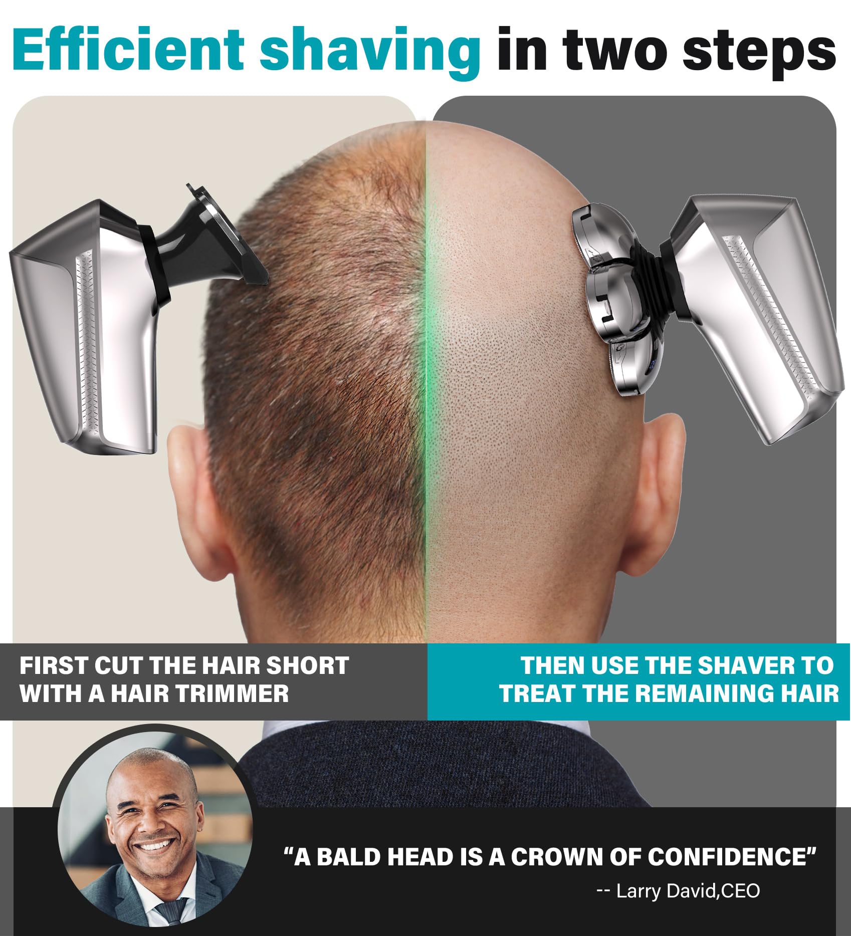 Gisaae LED display on the shaver shows battery status for cordless use.