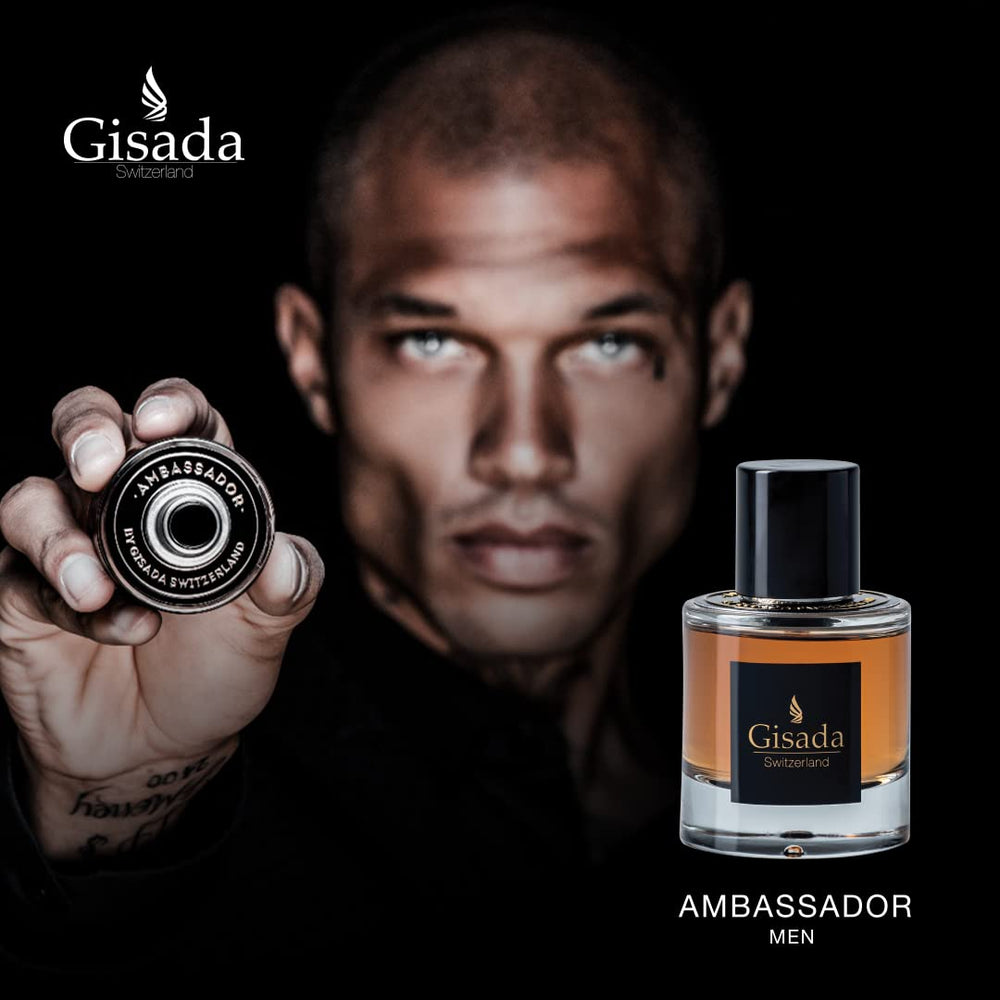 Gisada Ambassador Men bottle side profile showing versatile scent for daily wear.